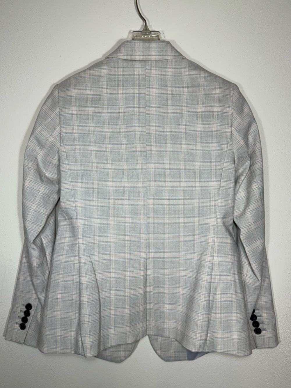NWT Ann Taylor Factory Petite Light Grey Light Pink Plaid Blazer Size 00P - Picture 2 of 8